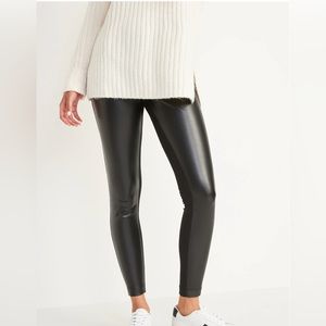 High waisted faux leather front panel leggings size medium color black